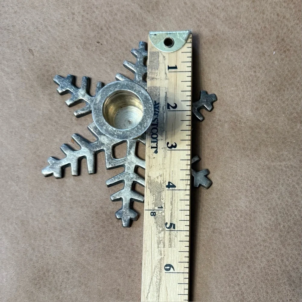 Restoration Hardware Classic Silverplate Snowflake Candle Taper Holder Vintage